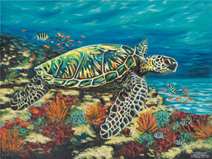 Ocean Floor Swimming | Original Acrylic Painting
