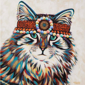 Hippie Cat | Original Acrylic Painting