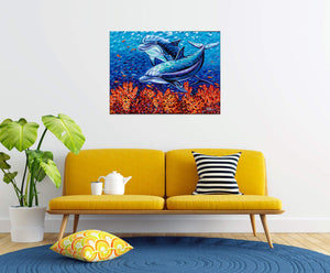 Playful Dolphins | Original Acrylic Painting