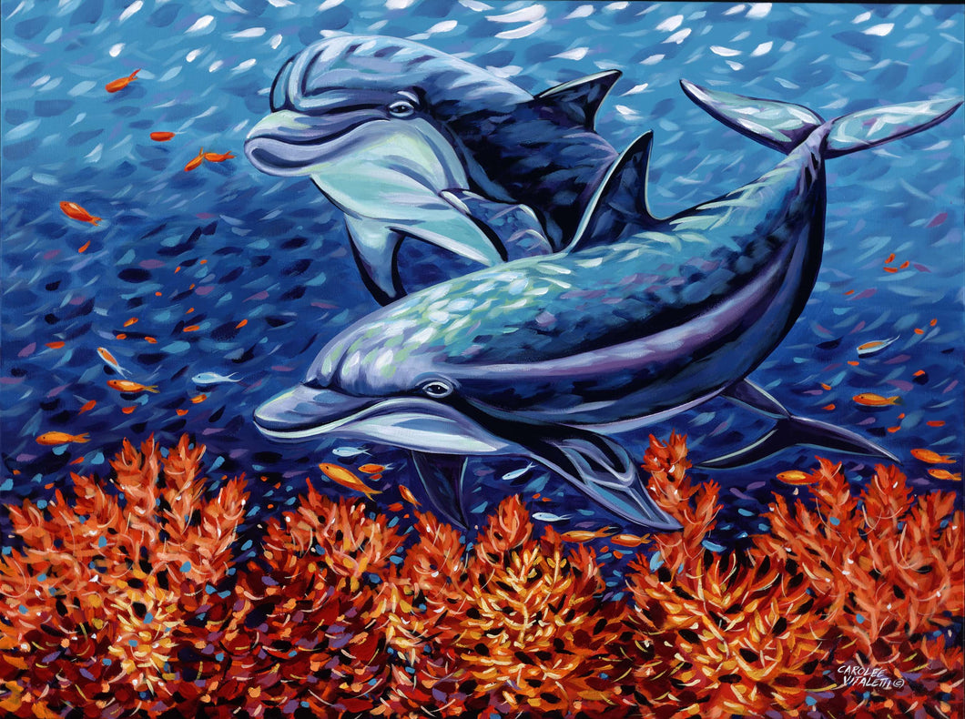 Playful Dolphins | Original Acrylic Painting